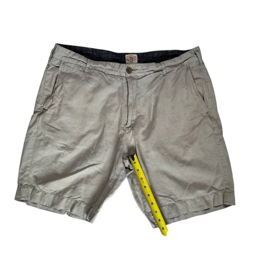Faherty Mens All Day Linen/Cotton Blend 8” Shorts Gray Size 32